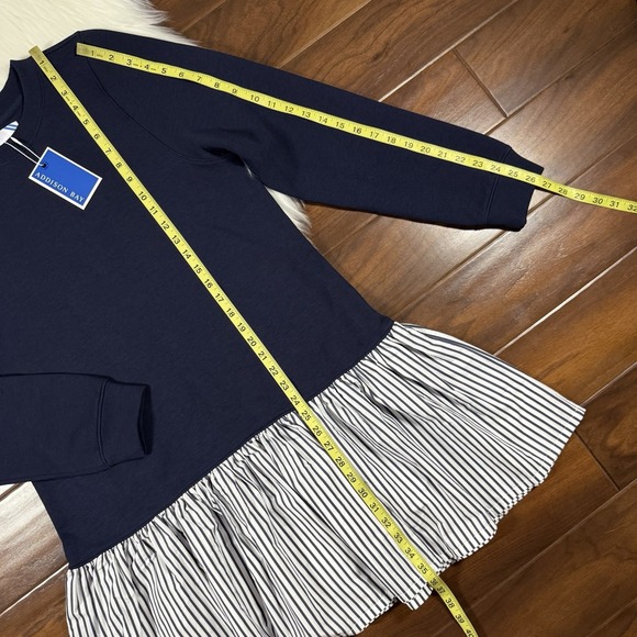 Addison Bay Women's Size Medium Navy Blue White‎ Stripe Sweatshirt Swing Dress - Picture 4 of 11